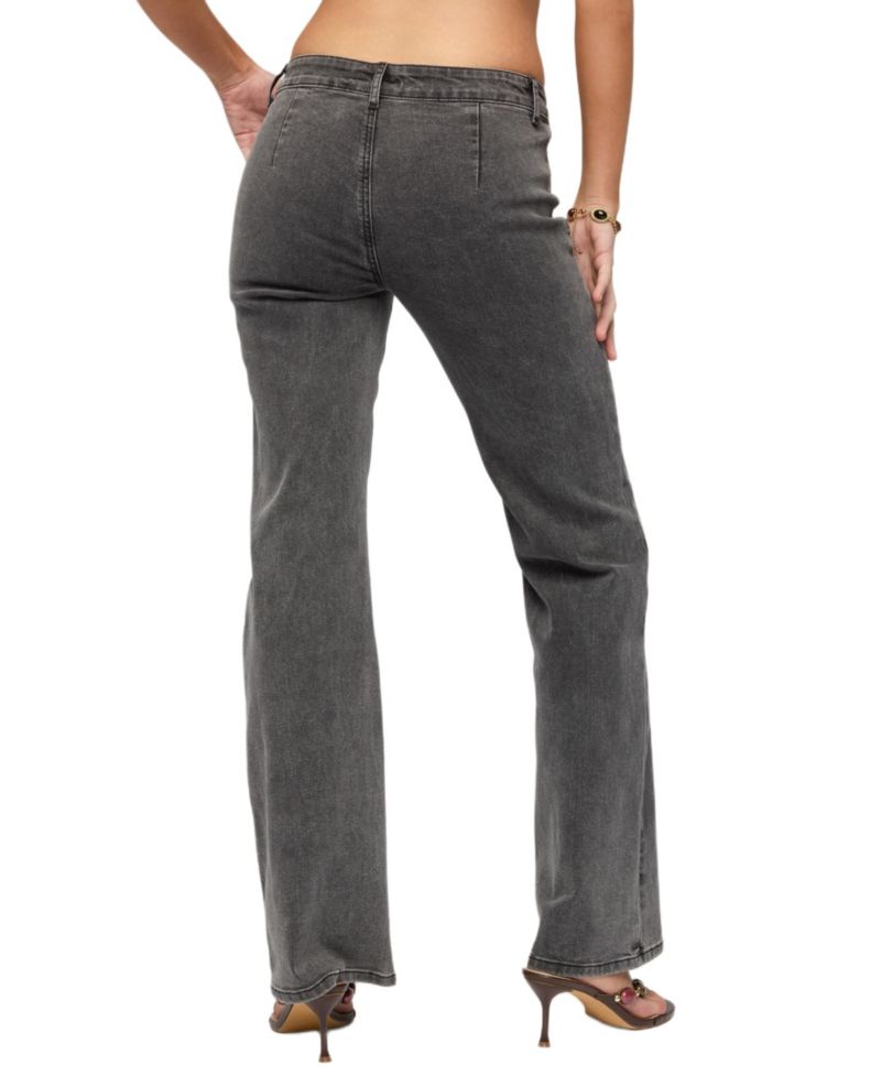 Women's Grommet Mid Rise Straight Leg Jeans
