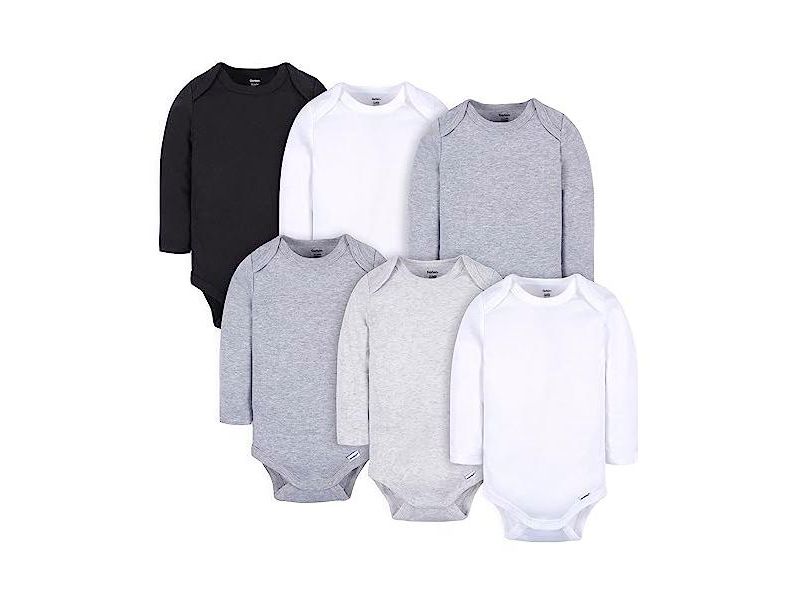 Baby Girls Long Sleeve Onesies Bodysuits, 6-Pack, White/Black Variety