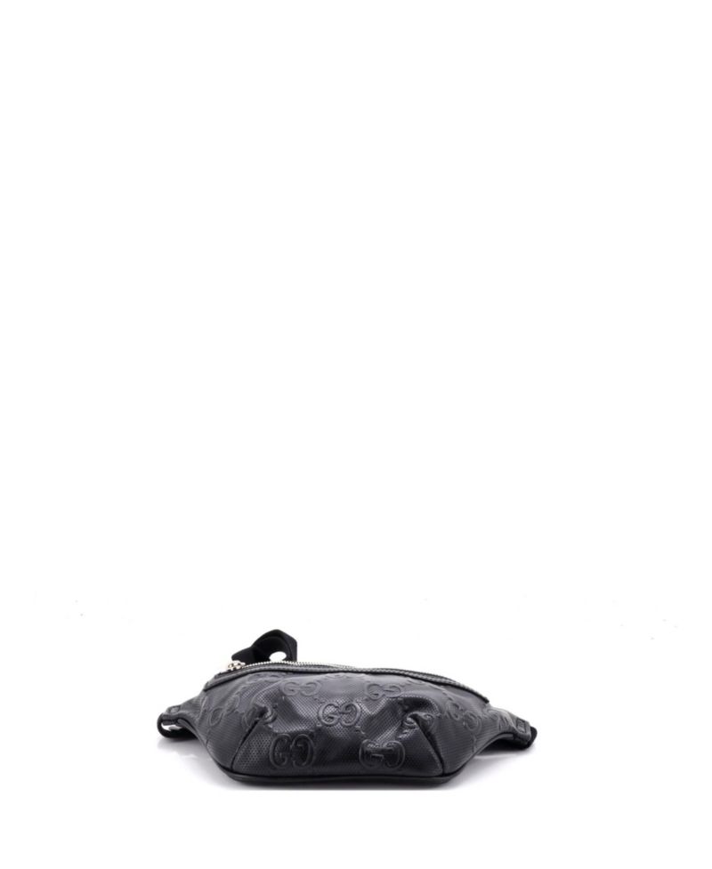 Small GG Embossed Perforated Adjustable Leather Belt Bag