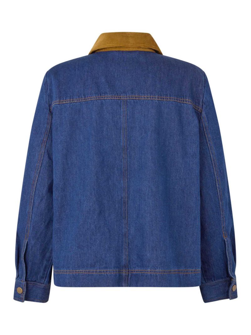 Women's Long Sleeve Velvet Collared Denim Jacket