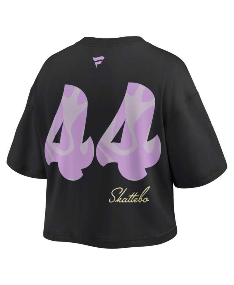 Women's Cam Skattebo Black New York Giants Fashion Cropped T-Shirt