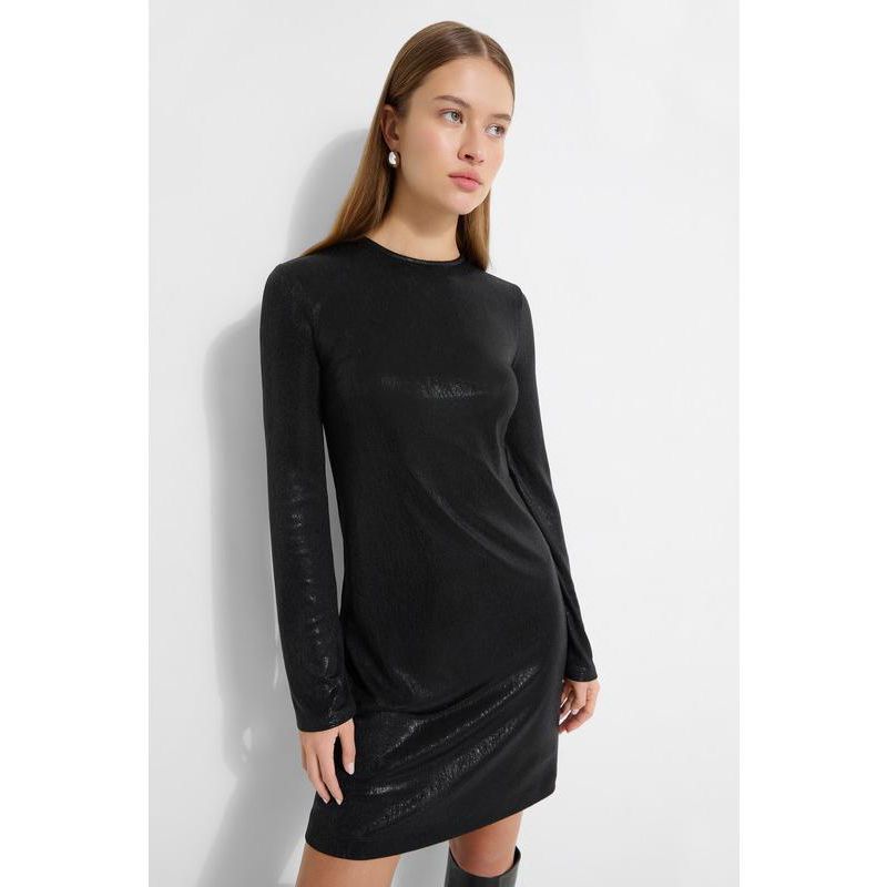 Women's Adya Metallic Flared Long-Sleeve Mini Dress