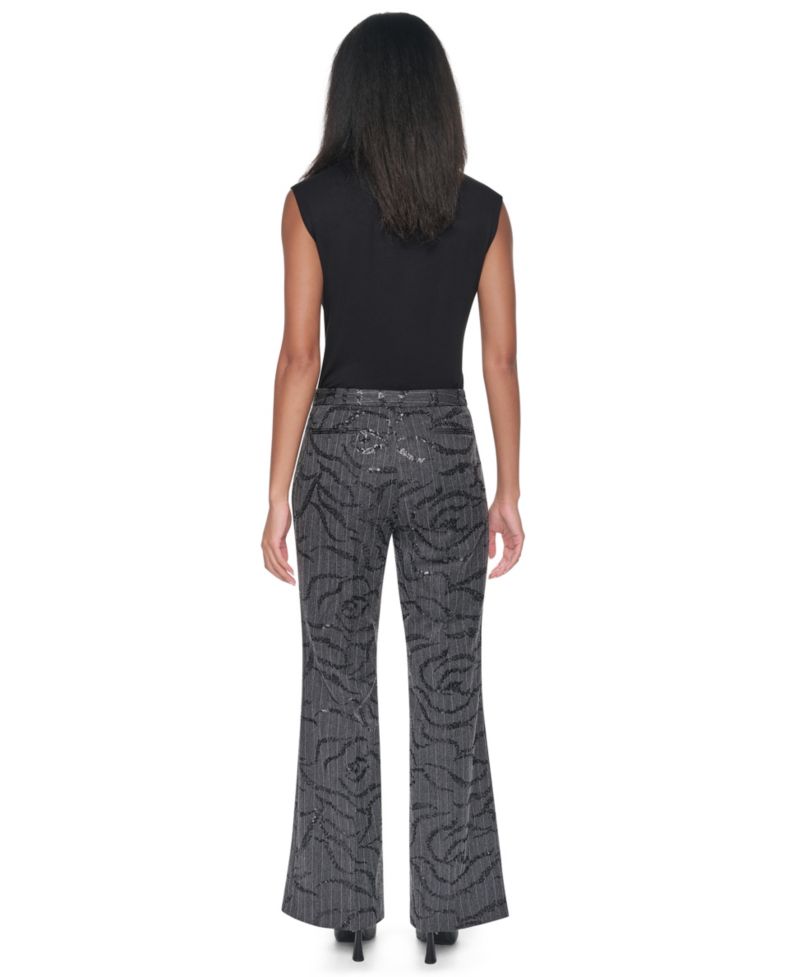 Women's Sequin Herringbone Wide-Leg Trousers