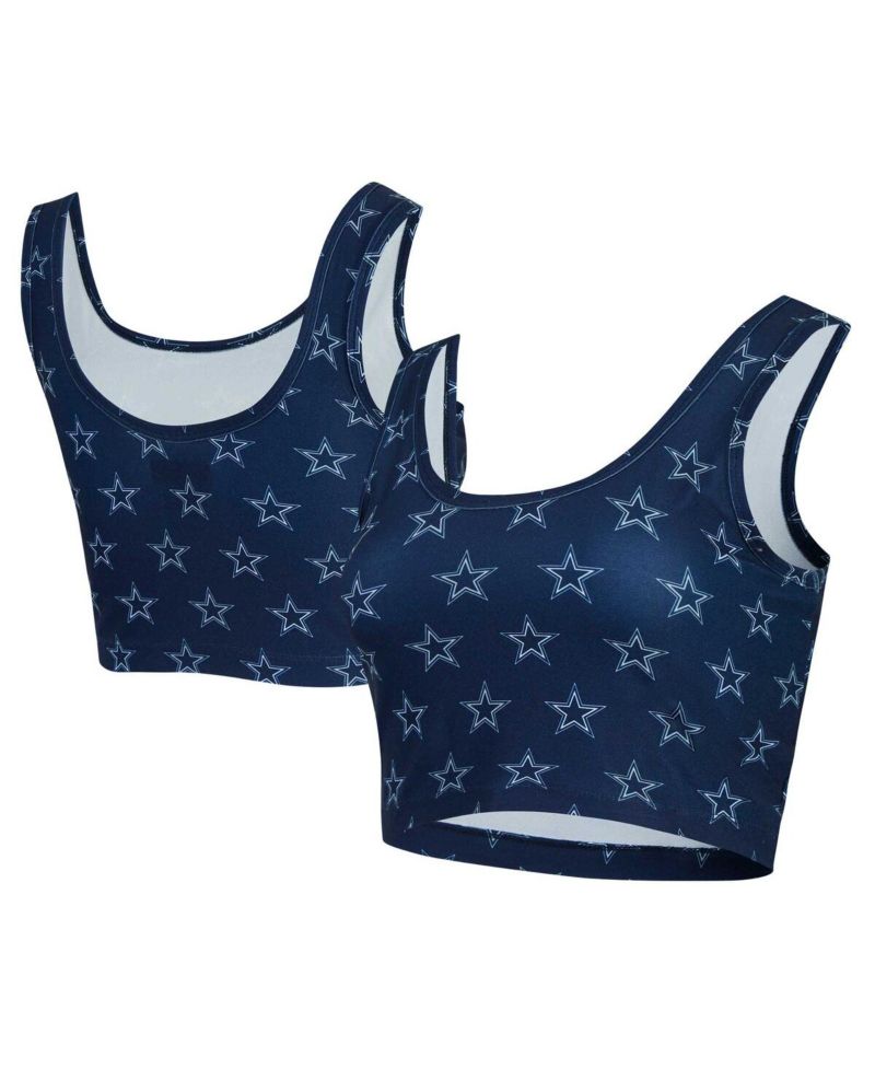 Women's Navy Dallas Cowboys Record Allover Print Bralette