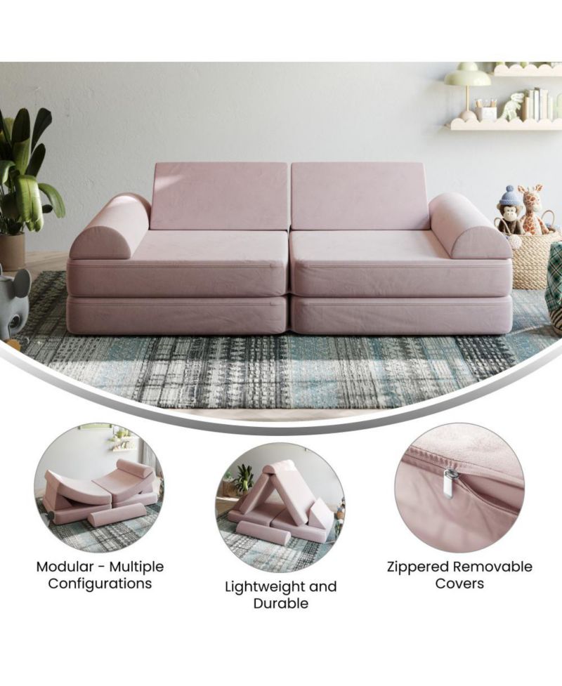 Conner Modular Play Couch For Kids With Convertible 6-Piece Design And Soft Foam Cushions