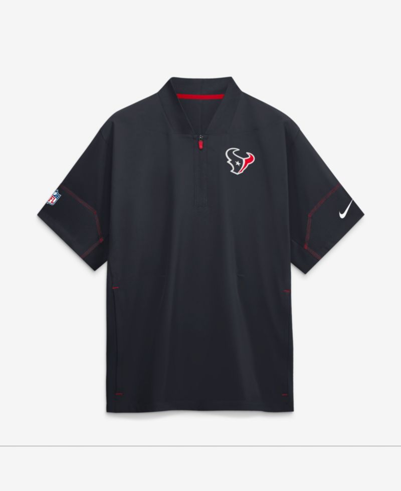 Men's Navy Houston Texans Sideline Short Sleeve Quarter-Zip Coaches Jacket