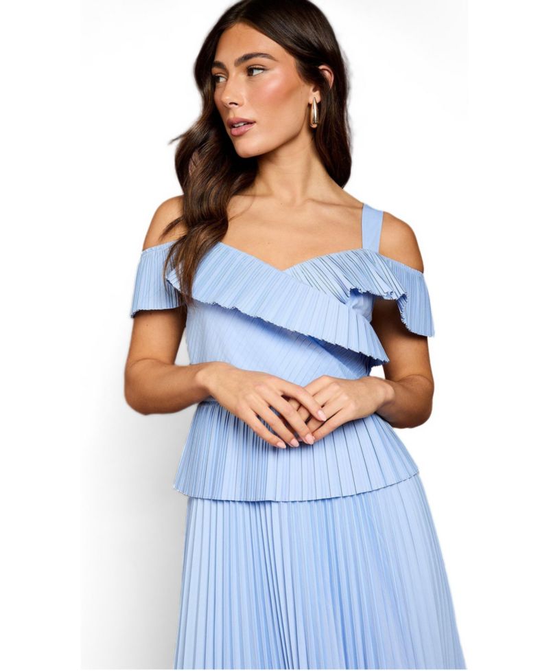 Women's Pleated V-Neck Midi Dress