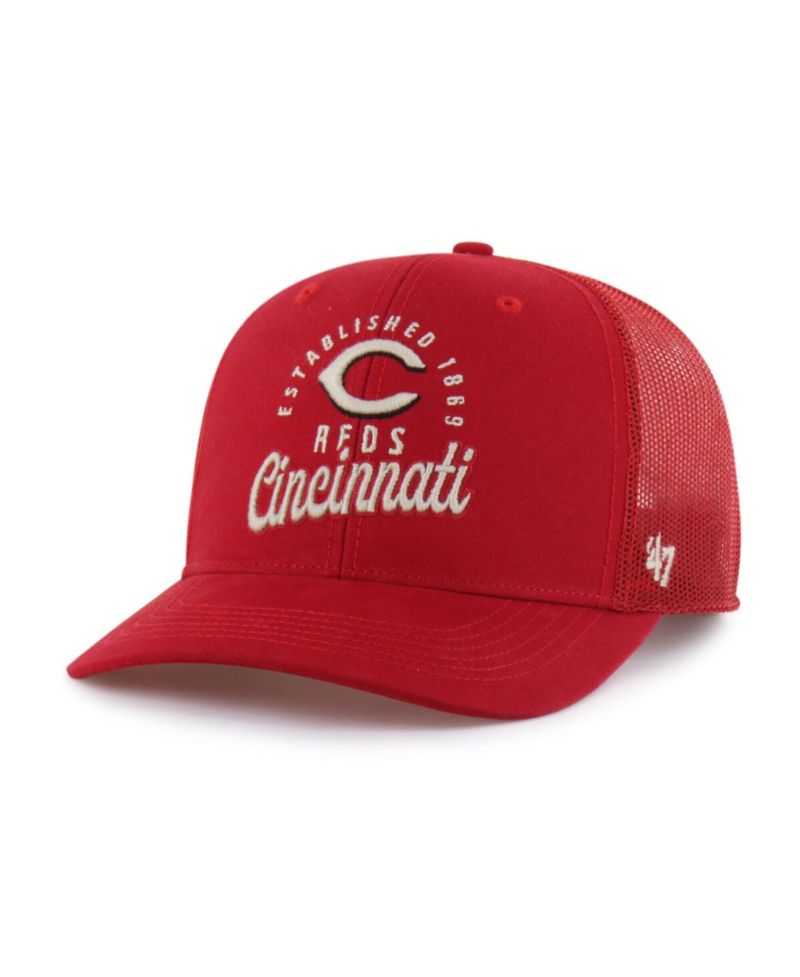 47 Brand Men's Red Cincinnati Reds Pitstop Trucker Adjustable Hat