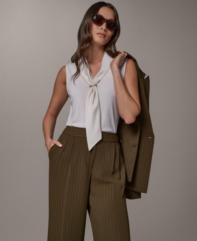 Women's Sleeveless V-Neck Satin Blouse