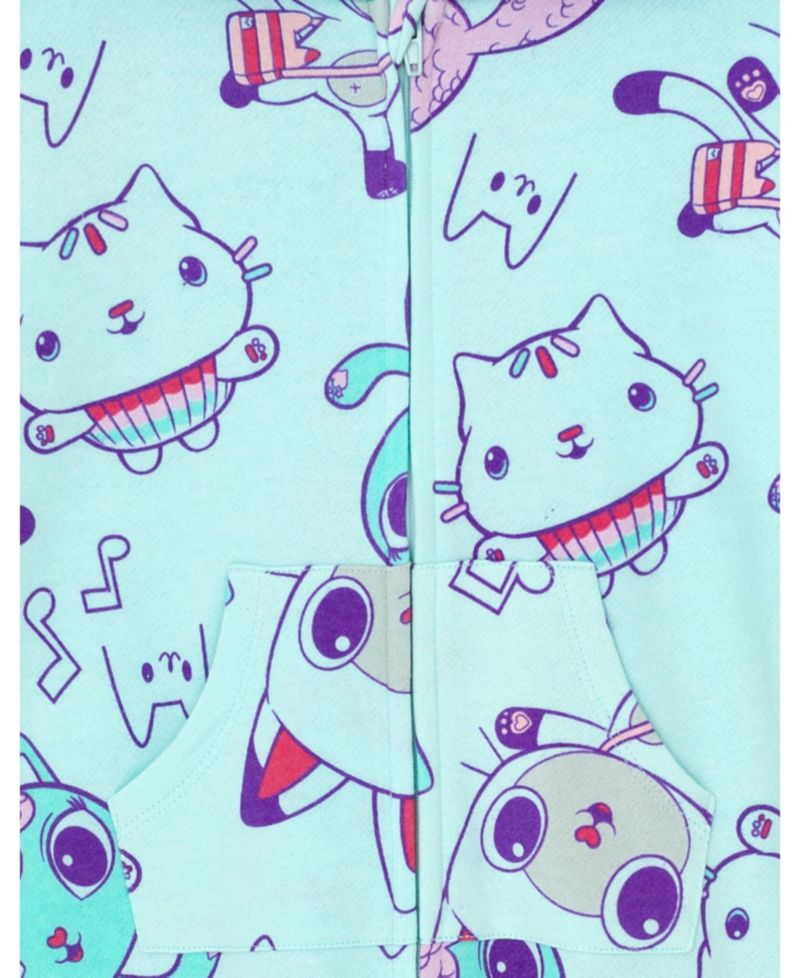 Girls Pandy Paws Cakey Cat MerCat Fleece Zip Up Coverall to