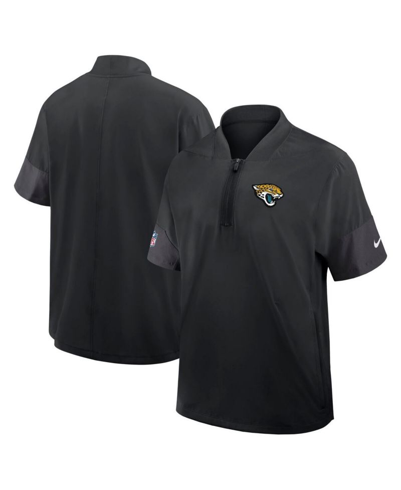 Men's Black Jacksonville Jaguars Sideline Short Sleeve Quarter-Zip Coach Jacket