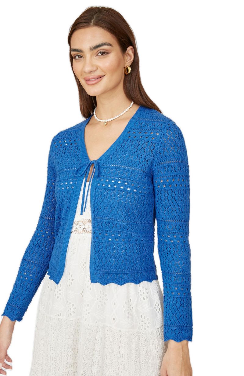 Women's Crochet Tie Front Cardigan