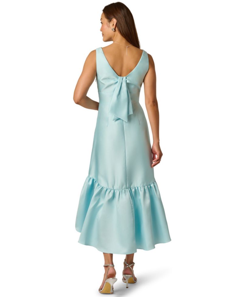 Women's Tie Mikado V-Neck Midi Dress