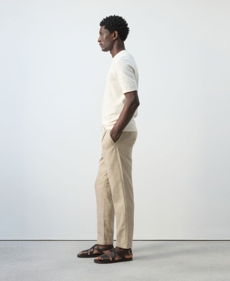 Men's Slim-Fit Cropped Cotton-Linen Pants