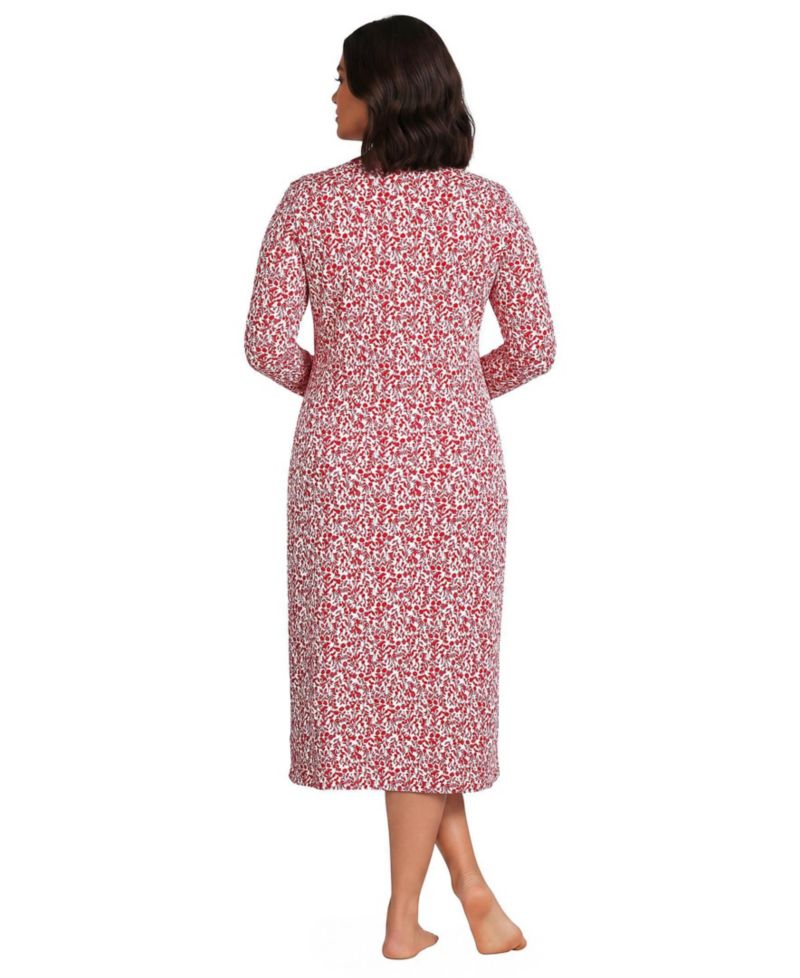 Plus Size Cotton Long Sleeve Midcalf Nightgown