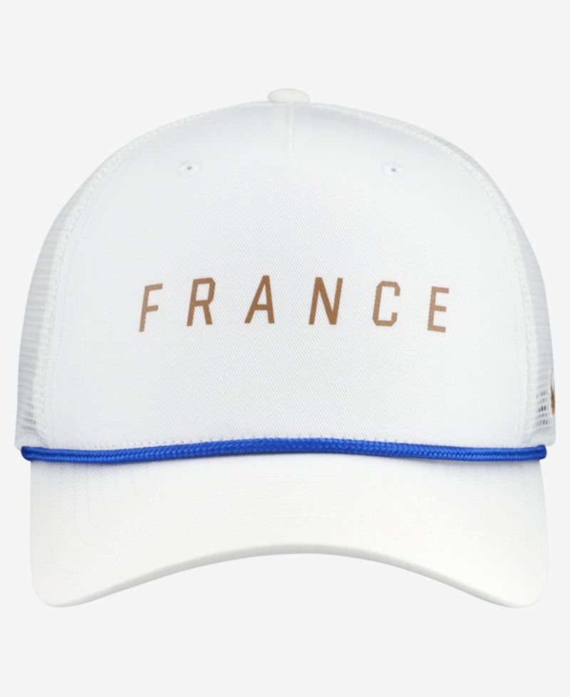 Men's White France National Team Rise Rope Trucker A-Frame Adjustable Hat