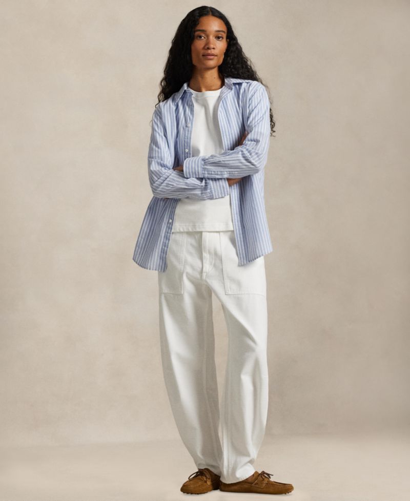Women's Striped Long-Sleeve Button-Front Shirt