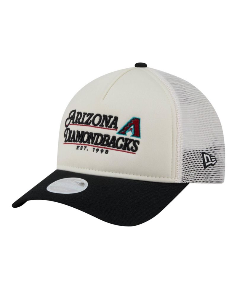 Women's Light Beige/Black Arizona Diamondbacks Retro 9FORTY M-Crown A-Frame Trucker Adjustable Hat