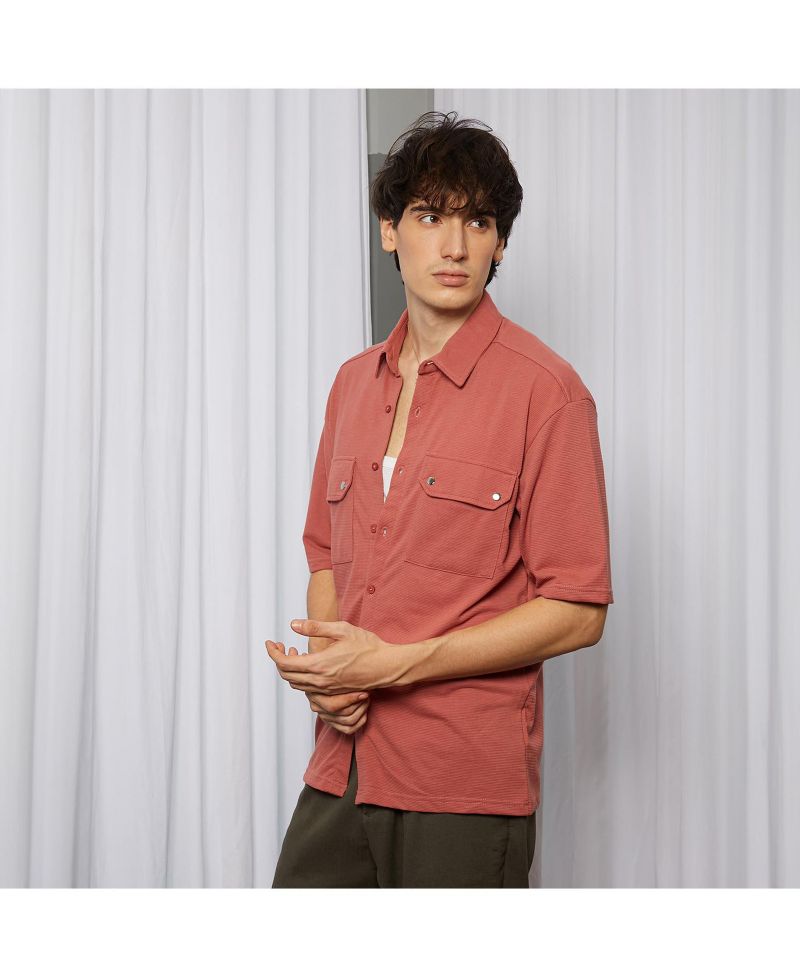 Men's Terracotta Orange Utility Knit Shirt