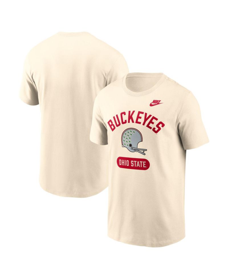 Men's Natural Ohio State Buckeyes Legacy Arch Helmet T-Shirt