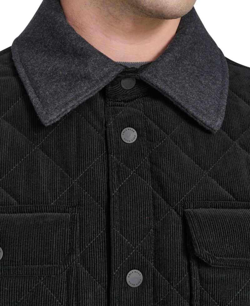 Men's Collared Quilted Button-Front Jacket