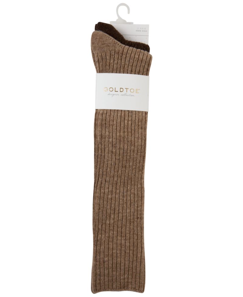 Women's Knit Nep Reinforced Toe Knee-High Socks, 2-Pack