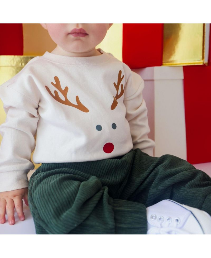 Baby Boys' Red Nose Reindeer Long Sleeve Cotton Romper