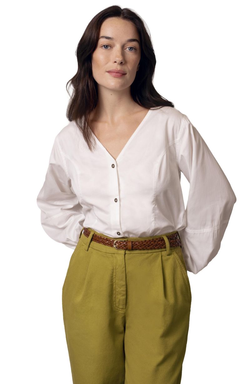Women's V Neck Button Through Blouse