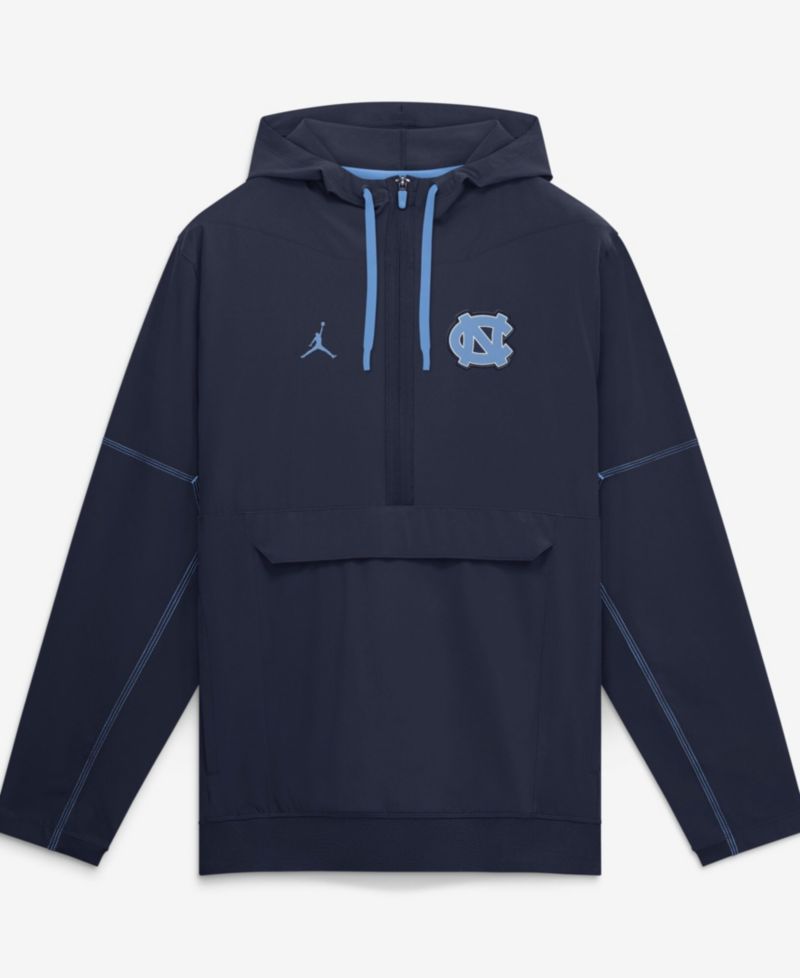 Men's Navy North Carolina Tar Heels 2026 Sideline Anorak Half-Zip Hoodie