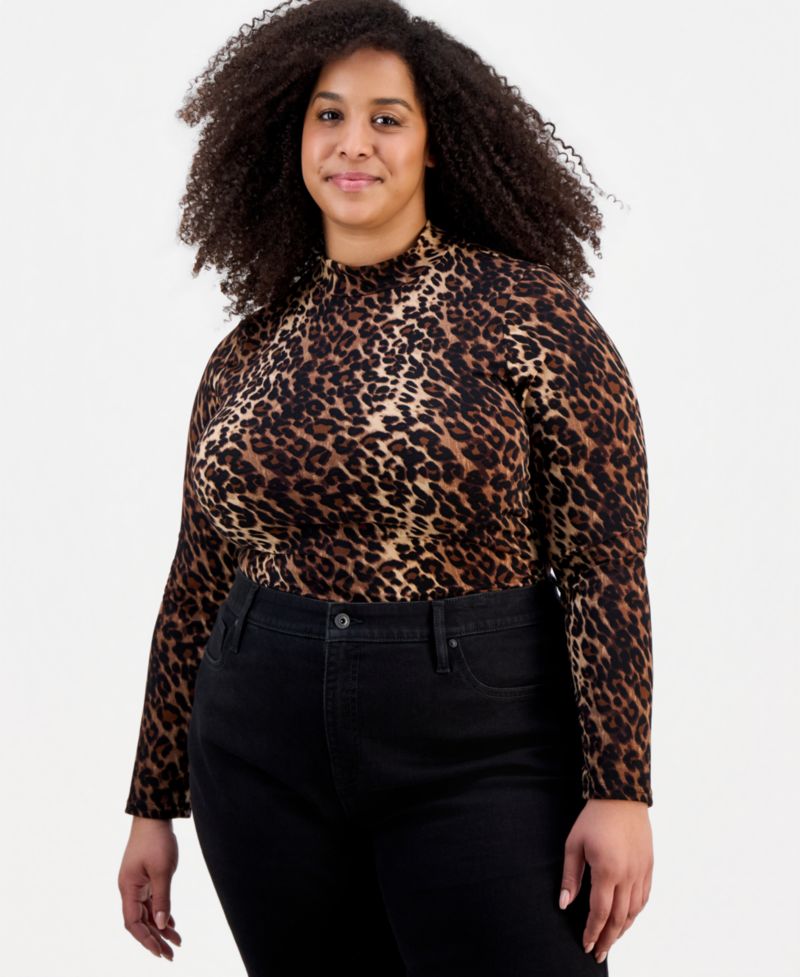 Trendy Plus Size Printed Ruched Bodysuit