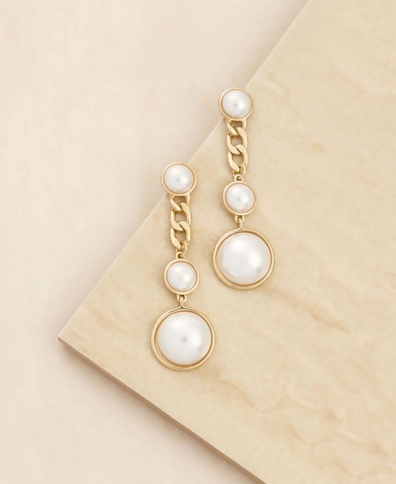 Pearl and Chain Drop Earrings