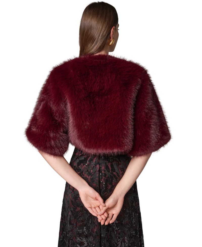 Women's Faux Fur Cropped Open-Front Shrug