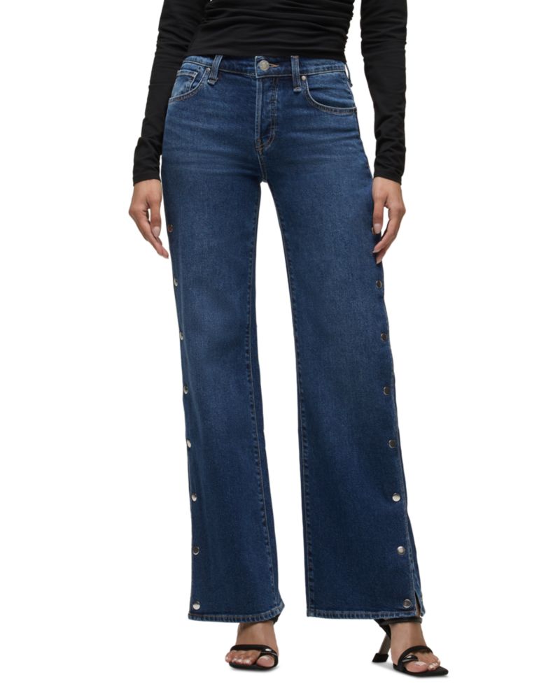 Women's Rosie High-Waisted Side-Snap Wide-Leg Jeans