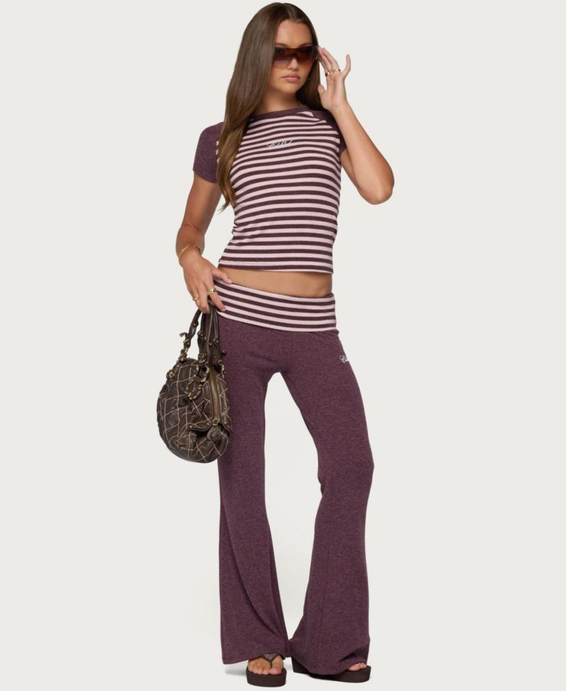 Women's Stay Low-Rise Striped Foldover Pants