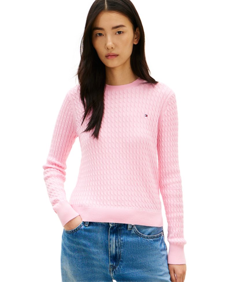 Women's Fine Gauge Cable Crewneck Sweater