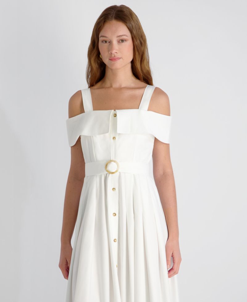 Women's Off-The-Shoulder Midi Shirtdress