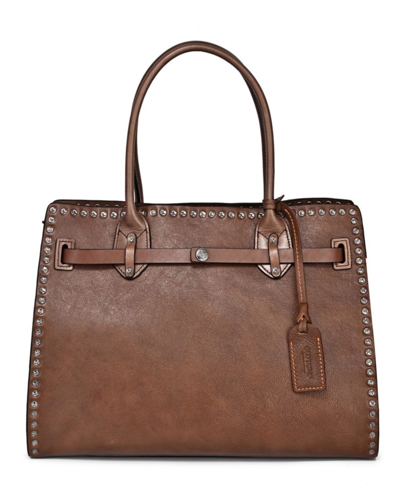 Westland Large Studded Leather Satchel Bag