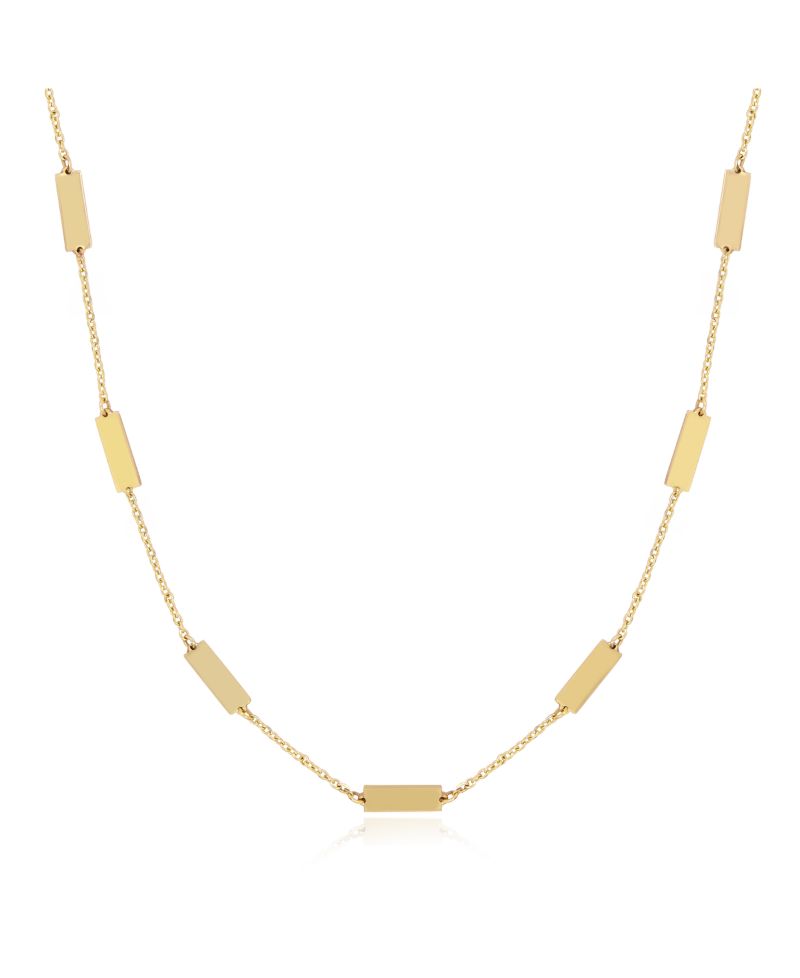 Gold Bar Chain Necklace 14K Gold