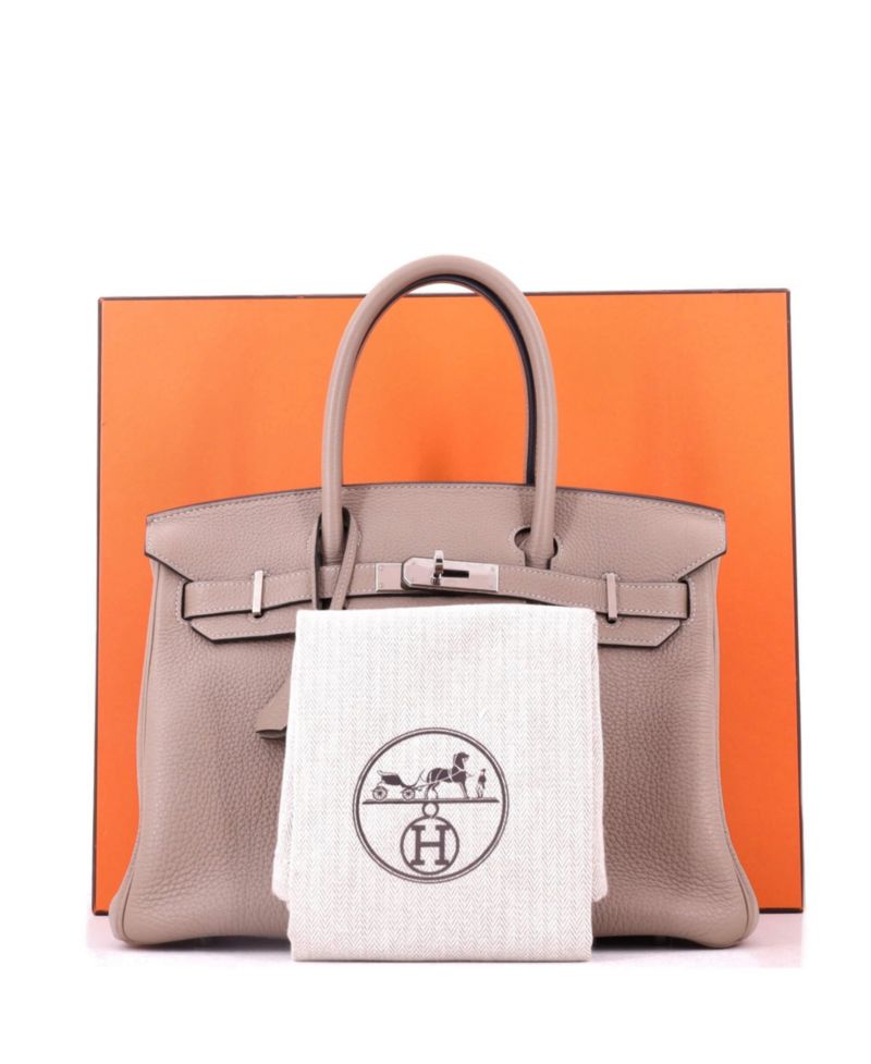 Pre-Owned Hermes Birkin 30 Handbag Grey Togo with Palladium Hardware