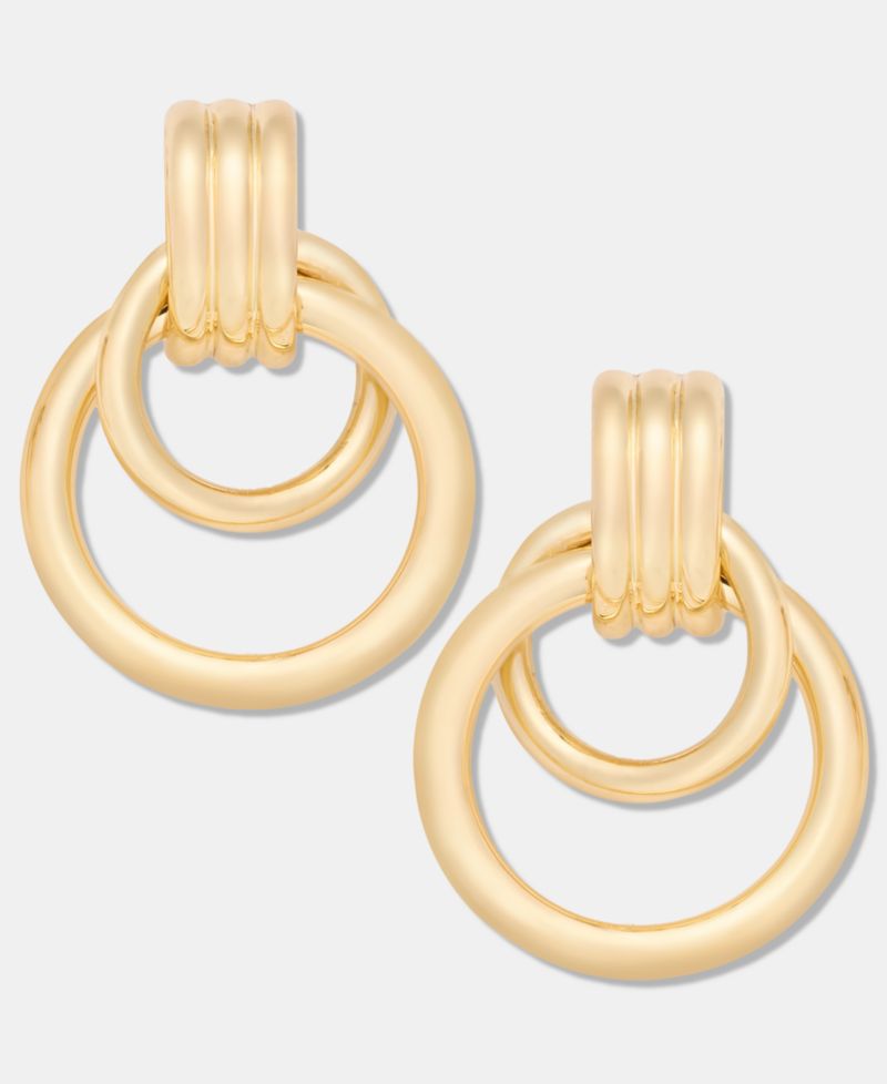 Gold-Tone Doorknocker Drop Earrings