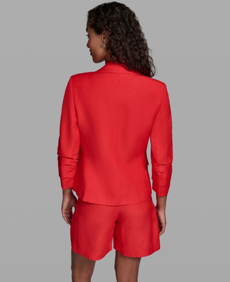 Women's Linen-Blend Cropped Single-Button Blazer