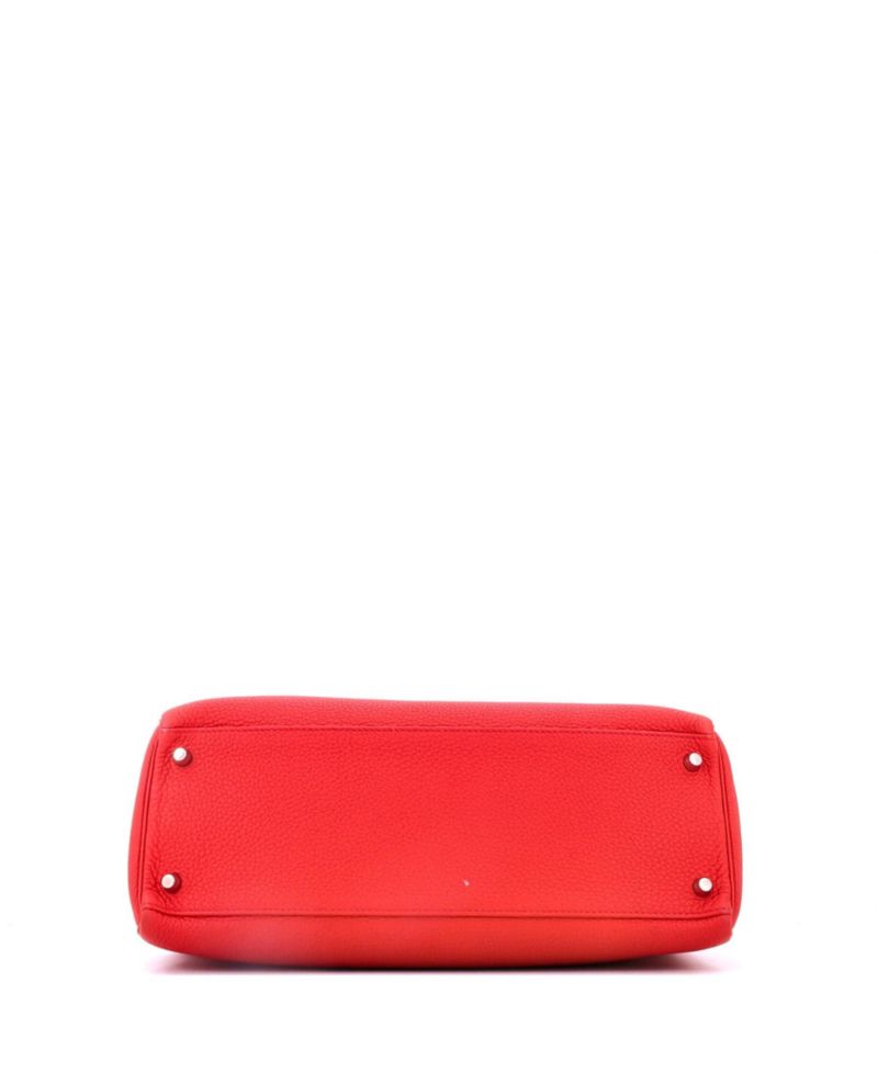 Pre-Owned Hermes Kelly 35 Handbag Red Togo with Palladium Hardware