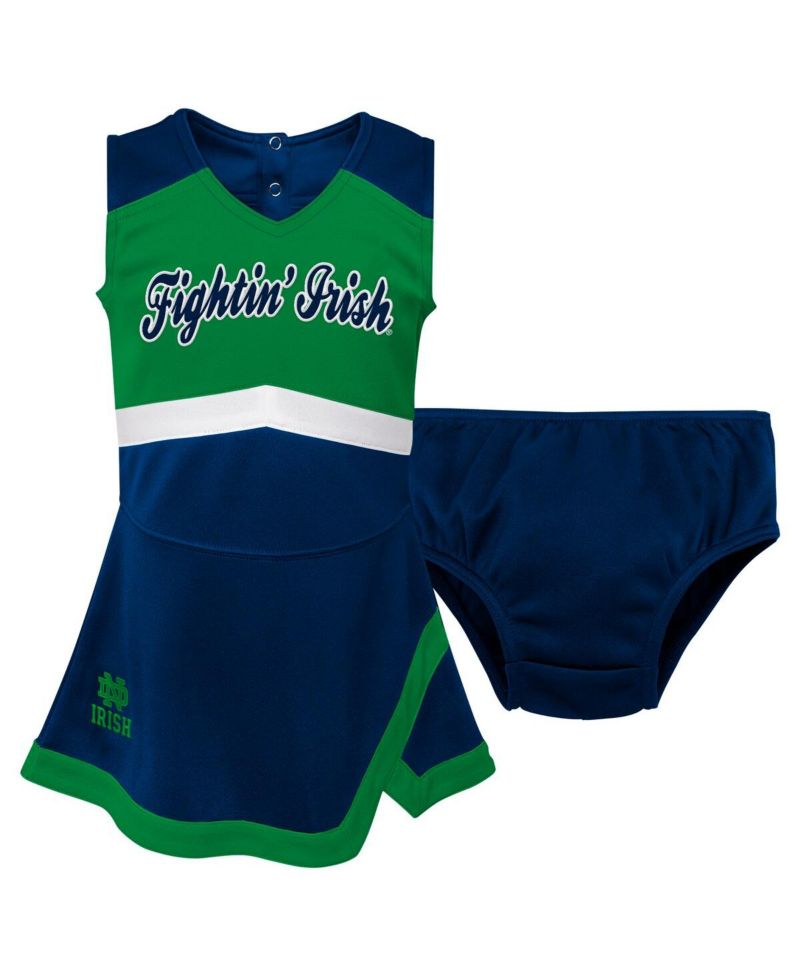Girls Preschool Navy Notre Dame Fighting Irish Two-Piece Cheer Captain Jumper Dress Bloomers Set