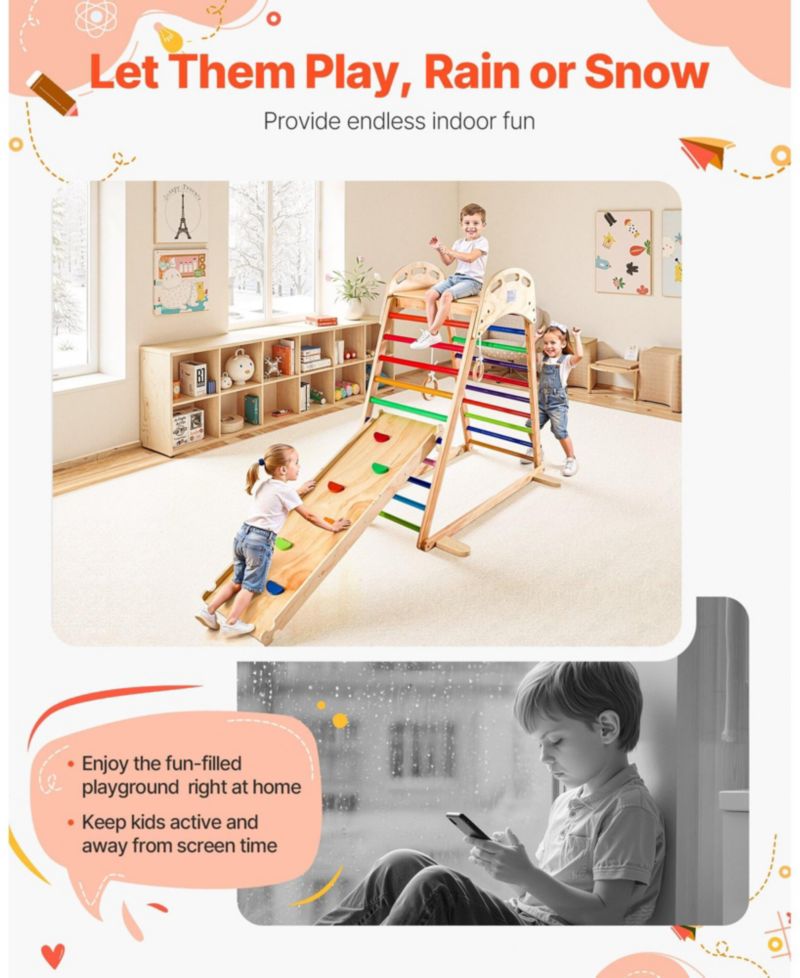 4-in-1 Montessori-Style Wooden Jungle Gym