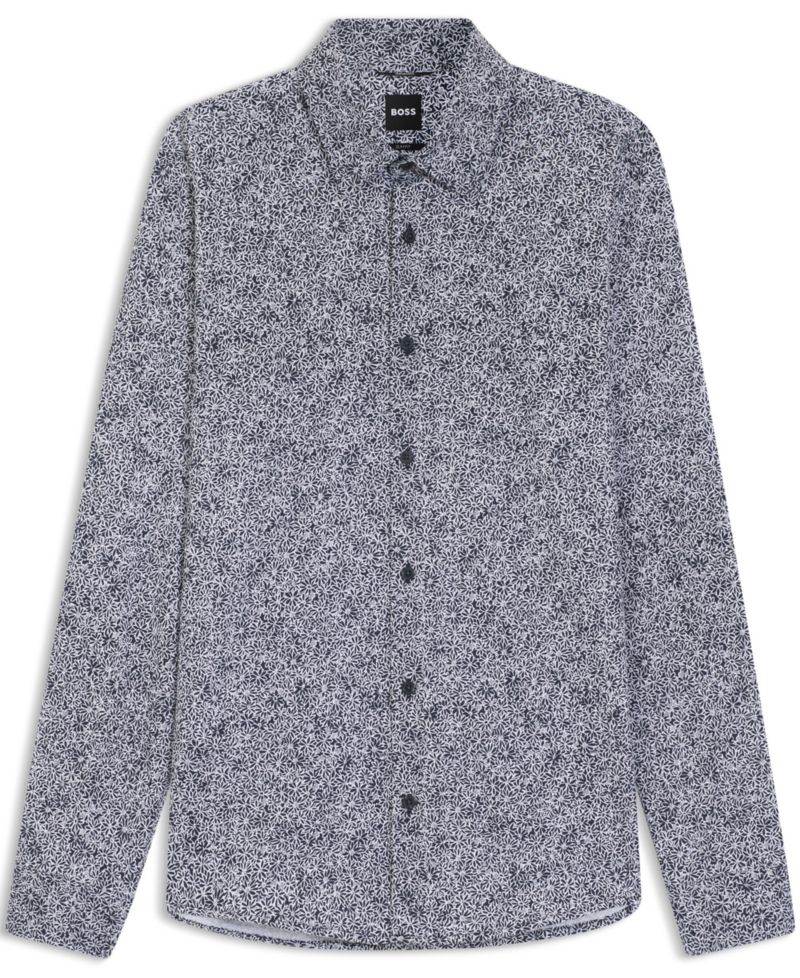 Men's Printed Cotton Blend Slim-Fit Dress Shirt