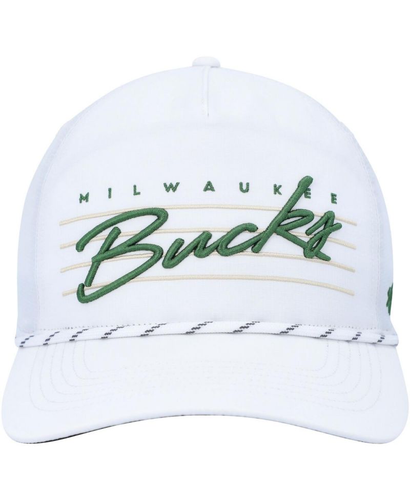 Men's White Milwaukee Bucks Downburst Hitch Snapback Hat