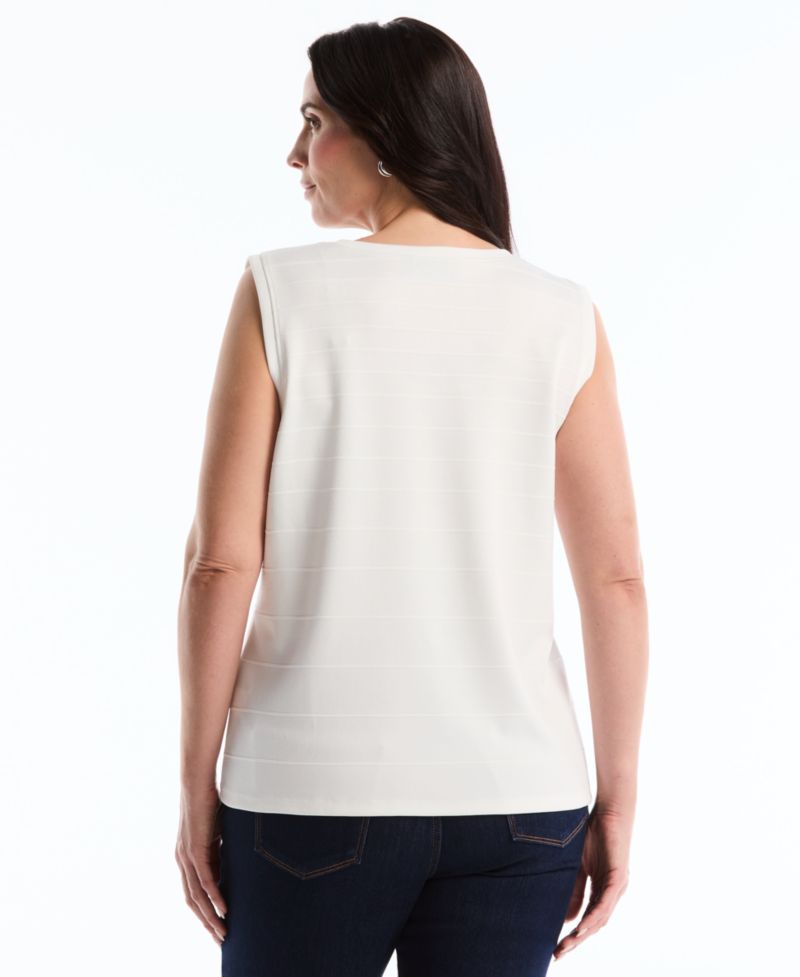 Plus Size Ottoman Knit Sleeveless Crewneck Top