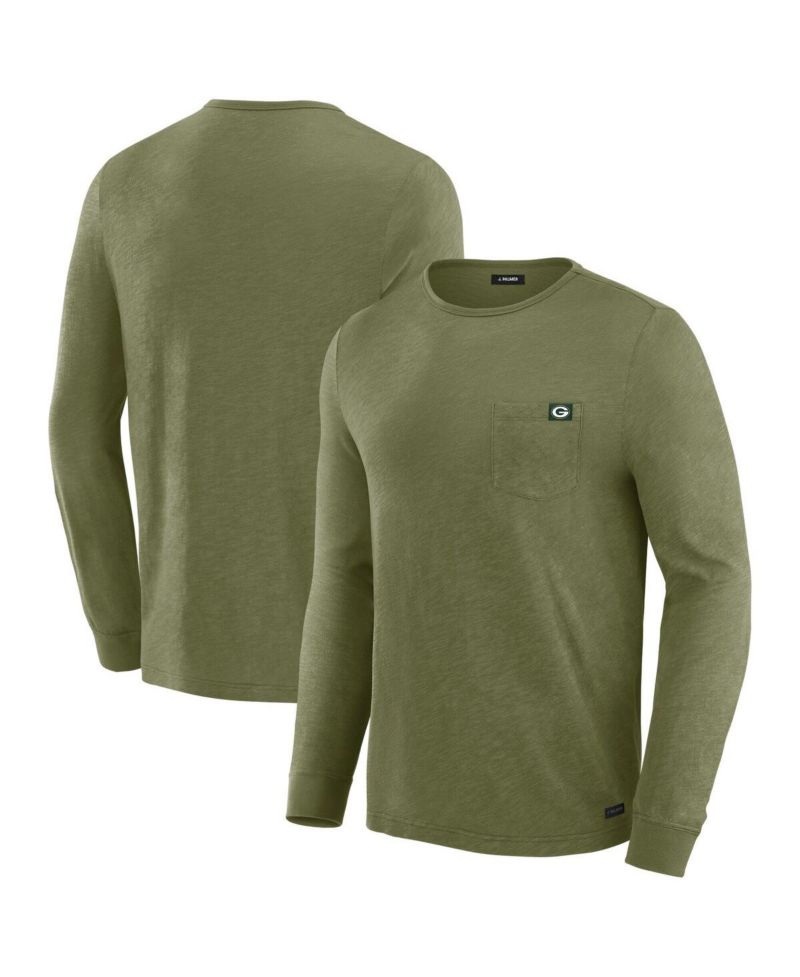 Men's Olive Green Bay Packers In-The-Pocket Long Sleeve T-Shirt