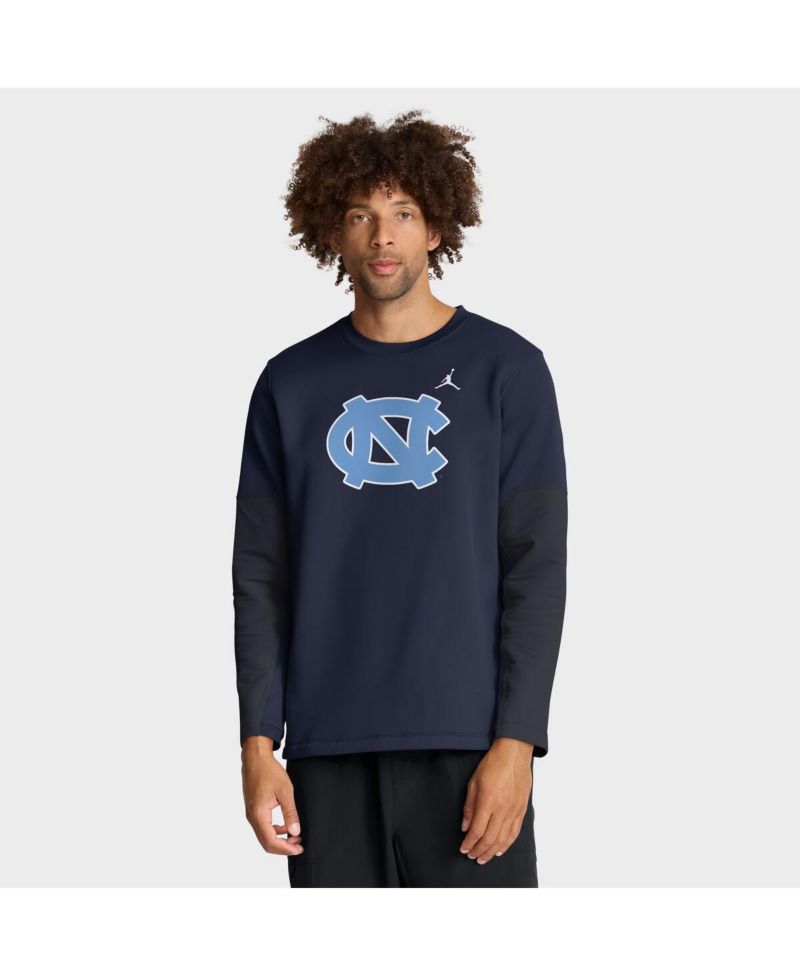 Men's Navy North Carolina Tar Heels 2025 Sideline Coach Performance Long Sleeve T-Shirt