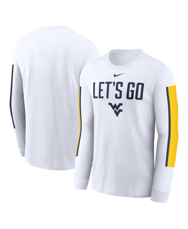 Men's White West Virginia Mountaineers Local Spirit Slogan Long Sleeve T-Shirt
